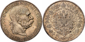 Austria
Austria. Francis Joseph I. 5 koron (kroner) 1907 
Szlachetna patyna, połysk. Wspaniała prezencja. &nbsp;Herinek 770
Waga/Weight: 24,02 g Ag...