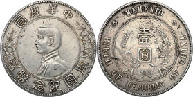 China
China, Repubkika. Yuan ($ Dollar) b.d. (1912) Sun Yat-se 
Atrakcyjny egzemplarz z dużą ilości połysku menniczego.Rzadsza moneta w tym stanie z...