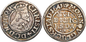 Denmark
Denmark. Christian IV. 1/16 Talar (Thaler) 1641, Glückstadt 
Patyna.
Waga/Weight: 1,67 g Ag Metal: Średnica/diameter: 
Stan zachowania/con...