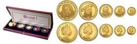 Isle of Man
Isle of Man. zloty wiek królowej Elżbiety I. 1/25 do 1 koron (kroner) 2003 r. - group 5 coins 
Elżbieta II od 1952 roku.- 1 korona (AV -...