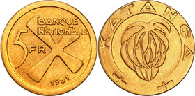 State of Katanga
Katanga. 5 francs 1961 
Pięknie zachowana moneta.
Waga/Weight: 13.17 g Au Metal: Średnica/diameter: 
Stan zachowania/condition: 1...