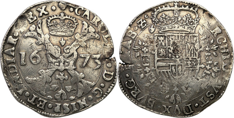 Netherlands
Netherlands, Brabant. Karol II (1665-1700). Patagon 1673 
Pęknięty...