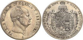 Germany / Prussia
Germany, Prusy. Fryderyk Wilhelm IV. DwuTalar (Thaler) (3 1/2 guldena) 1856 A 
Zachowany delikatny połysk w tle, patyna. Zapiłowan...