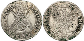 Germany / Prussia
Germany, Prusy. Fryderyk Wilhelm. Ort (18 groszy) 1684 H-S, Krolewiec / Konigsberg 
Obwódki po obu stronach monety. Końcówka napis...