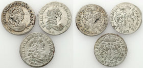 Germany / Prussia
Germany, Prusy. Fryderyk Wilhelm. Szóstak (6 groszy) 1681-1683 H-S, Krolewiec / Konigsberg, group 3 pieces 
Daty: 1681, 1682, 1683...