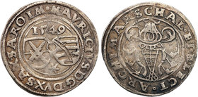 Germany / Prussia
Germany, Saksonia. Moritz (1547-1553). 1/4 Talar (Thaler) 1549, Freiberg 
Ciemna patyna.
Waga/Weight: 7,12 g Ag Metal: Średnica/d...