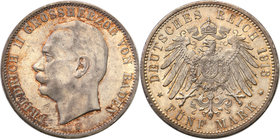 Germany / Prussia
Germany, Badenia 5 mark 1913 G, Karlsruhe 
Pięknie zachowana moneta. Połysk, szlachetna patyna.Rzadsze w tym stanie zachowania.AKS...