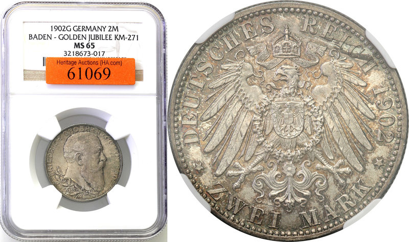 Germany / Prussia
Germany, Badenia. 2 mark 1902 G, Karlsruhe NGC MS65 (2 MAX) ...