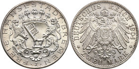 Germany / Prussia
Germany, Brema. 2 mark 1904 J, Hamburg 
Rzadka 2-makówka. Pięknie zachowana moneta. Jaeger 59; Weege 59
Waga/Weight: 11,12 g Ag M...
