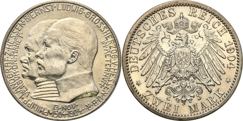 Germany / Prussia
Germany, Hesja. 2 mark 1904 
Piękny połysk menniczy. Pojedyn...