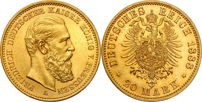 Germany / Prussia
Germany, Prusy. Friedrich III. 20 mark 1888 A, Berlin 
Połys...