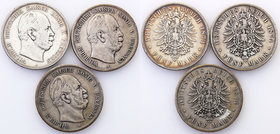 Germany / Prussia
Germany, Prusy. 5 mark 1874 A, group 3 pieces 
Zestaw 3 monet. Patyna.Jaeger 97
Waga/Weight: Ag Metal: Średnica/diameter: 
Stan ...