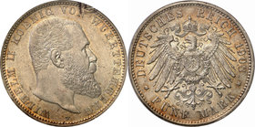 Germany / Prussia
Germany, Wirtembergia. 5 mark 1908 F, Stuttgart GCN MS60 
Pięknie zachowana moneta w slabie GCN z notą MS60.Złocista patyna na cał...