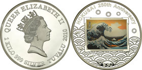 Tuvalu - Oceania
Tuvalu. 30 dollars 2010 - Hokusai 250-lecie - 1 kg (kilo) Ag 
Wielka 1-kilogramowa moneta wykonana z czystego srebra. W zestawie pu...