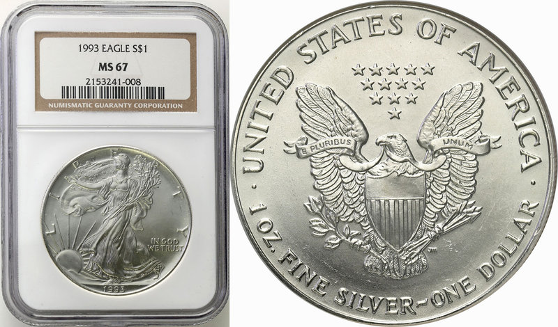 United States / USA
USA. 1 $ Dollar 1993 Walking Liberty NGC MS67 
Menniczy eg...