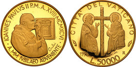 Vatican
Vatican. 50.000 lire (lira) 1996 Pope John Paul II 
Idealnie zachowana moneta wybitastemplem lustrzanym.KM 356
Waga/Weight: 7,51 g Au .917 ...