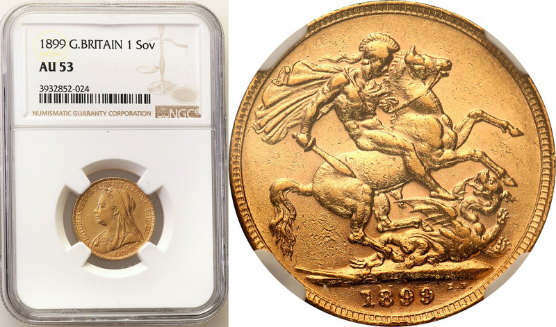 Great Britain / England
United Kingdom. Sovereign 1899 NGC AU53 
Ładny egzempl...