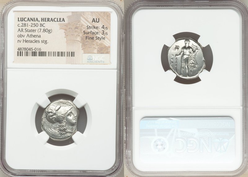 LUCANIA. Heraclea. Ca. 330-325 BC. AR stater (18mm, 7.80 gm, 6h). NGC AU 4/5 - 3...