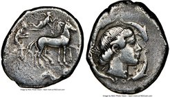 SICILY. Syracuse. Second Democracy (466-405 BC). AR tetradrachm (25mm, 16.74 gm, 5h). NGC Choice Fine 4/5 - 3/5. Charioteer driving quadriga right; ab...