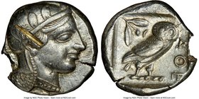 ATTICA. Athens. Ca. 455-440 BC. AR tetradrachm (25mm, 16.79 gm, 2h). NGC Choice XF 5/5 - 2/5, test cut, edge chip. Early transitional issue. Head of A...