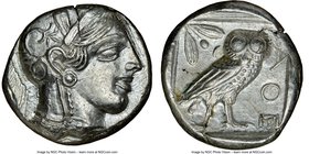 ATTICA. Athens. Ca. 440-404 BC. AR tetradrachm (25mm, 17.14 gm, 11h). NGC Choice AU 5/5 - 4/5. Mid-mass coinage issue. Head of Athena right, wearing c...