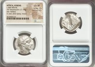 ATTICA. Athens. Ca. 440-404 BC. AR tetradrachm (25mm, 17.18 gm, 5h). NGC Choice XF 4/5 - 4/5. Mid-mass coinage issue. Head of Athena right, wearing cr...