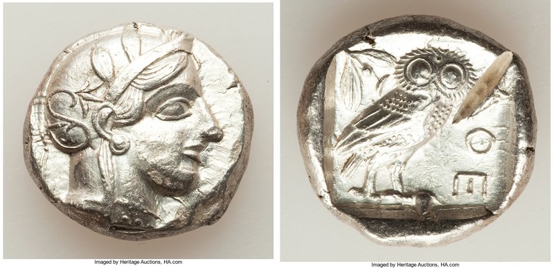 ATTICA. Athens. Ca. 440-404 BC. AR tetradrachm (24mm, 17.25 gm, 7h). AU, test cu...