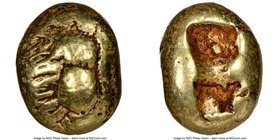 IONIA. Ephesus. Ca. 600-550 BC. EL third-stater or trite (10mm, 4.69 gm). NGC Choice Fine 3/5 - 4/5. 'Primitive' bee, viewed from above / Two incuse s...