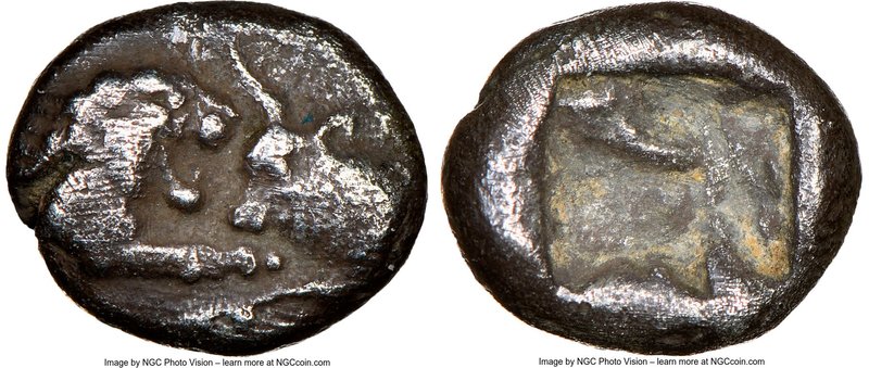 LYDIAN KINGDOM. Croesus (561-546 BC). AR 1/12 stater (8mm, 0.78 gm). NGC VF 5/5 ...