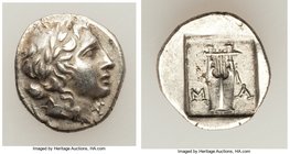 LYCIAN LEAGUE. Masicytes. Ca. 48-20 BC. AR hemidrachm (13mm, 2.02 gm, 12h). XF. Series 1. Laureate head of Apollo right; Λ-Y below / M-A, cithara (lyr...