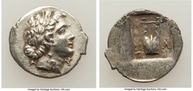 LYCIAN LEAGUE. Masicytes. Ca. 48-20 BC. AR hemidrachm (16mm, 2.11 gm, 1h). XF. Series 1. Laureate head of Apollo right; Λ-Y below / M-A, cithara (lyre...