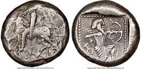 CILICIA. Tarsus. Ca. late 5th century BC. AR stater (20mm, 10.90 gm, 11h). NGC Choice VF 3/5 - 4/5. Satrap on horseback riding left, reins in left han...