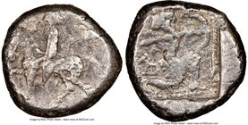CILICIA. Tarsus. Ca. late 5th century BC. AR stater (19mm, 10.65 gm, 10h). NGC Choice Fine 3/5 - 3/5. Satrap on horseback riding left, reins in left h...