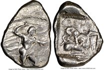 CYPRUS. Citium. Azbaal (ca. 449-425 BC). AR stater (21mm, 12h). NGC Choice VF. Heracles in fighting stance right, nude but for lion skin around should...