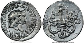 Marc Antony, as Triumvir and Imperator (44-30 BC), with Octavia. AR cistophorus (27mm, 11.75 gm, 1h). NGC XF 5/5 - 2/5. Ephesus, ca. summer-autumn 39 ...