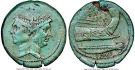 Sextus Pompey, as Imperator and Praefect of the Fleet (42-36 BC). AE as (30mm, 12h). NGC Choice VF, light smoothing. Uncertain Sicilian mint. Laureate...