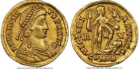 Honorius, Western Roman Empire (AD 393-423). AV solidus (19mm, 4.44 gm, 5h). NGC AU 5/5 - 4/5. Ravenna, ca. AD 395-423. D N HONORI-VS P F AVG, pearl-d...