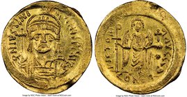 Justinian I the Great (AD 527-565). AV solidus (21mm, 4.41 gm, 7h). NGC MS 5/5 - 2/5, bent, scratches, edge scuffs. Constantinople, 1st officina. D N ...