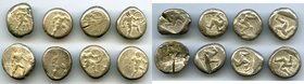 ANCIENT LOTS. Greek. Pamphylia. Aspendus. Ca. mid-5th century BC. Lot of eight (8) AR staters. Fine-About VF, test cuts. Includes: Hoplite and triskel...