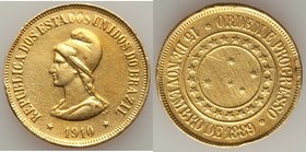 Republic gold 20000 Reis 1910 AU (ex-jewelry), Rio de Janeiro mint, KM497.

HID09801242017