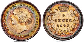 Victoria 5 Cents 1901 UNC Details (Cleaned) PCGS, London mint, KM2. Sharply struck with attractively toned peripheries. From the George Hans Cook Coll...