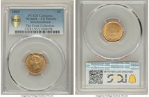 Newfoundland. Victoria gold 2 Dollars 1865 AU Details (Scratch) PCGS, London mint, KM5. Mintage: 10,000. First year of type. From the George Hans Cook...