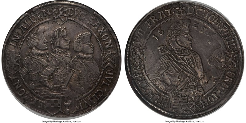 Saxe-Altenburg. Johann Philip and his Brothers Taler 1625-WA AU53 NGC, Dav. 7371...