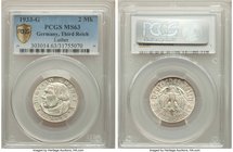 Third Reich 4-Piece Lot of Certified 2 Marks PCGS, 1) 2 Marks 1933-G MS63, KM79. 2) 2 Marks 1933-D MS64, KM79. 3) 2 Marks 1933-E MS63, KM79. 4) 2 Mark...