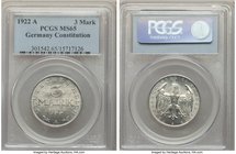 6-Piece Lot of Certified Assorted Issues, 1) Weimar Republic 3 Mark 1922-A MS65 PCGS, Berlin mint, KM29. 2) Weimar Republic 2 Mark 1926-A MS65 NGC, Be...