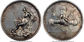 William & Mary silver "Congress of the Allies" Medal 1691 AU Details (Cleaned) NGC, MI-16/182. 42.5 mm. Edge plain. By Georg Hautsch. Abundant hairlin...