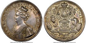 Anne silver "Union of England and Scotland" Medal 1707 AU58 NGC, Eimer-424, MI-II-295/107. 47mm. By J. Croker. Celebrating the union of England and Sc...