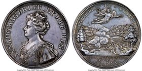 Anne silver "Battle of Malplaquet" Medal 1709 MS60 NGC, Eimer-438, MI-II-359/197. 47.5mm. By J. Croker. Issued for the Battle of Malplaquet. ANNA D G ...
