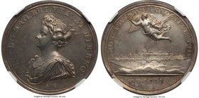 Anne silver "Capture of Mons" Medal 1709 AU58 NGC, Eimer-440, MI-II-362/202. By J. Croker. ANNA D G MAG BRI FRA ET HIB REG her bust left / MONTIBVS IN...