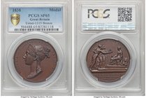 Victoria bronze Specimen "Coronation" Medal 1838 SP65 PCGS, Eimer-1315. By B. Pistrucci. VICTORIA D G BRITANNIARUM REGINA F D High relief diademed bus...
